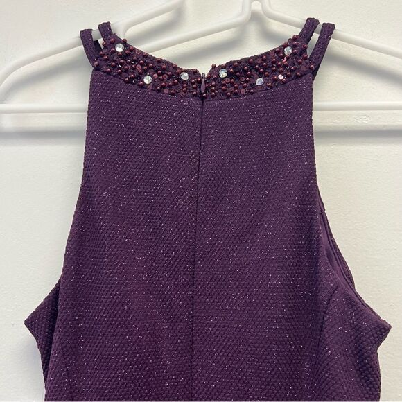 R & M Richards Nightway Glitter-Knit Gown, Size 4 Mulberry - Picture 9 of 16